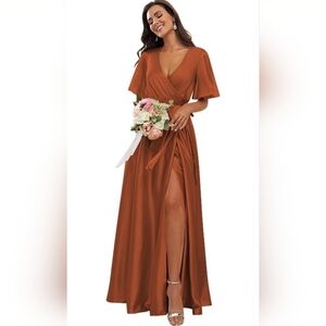 Burnt Orange Floor Length Dress